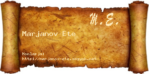 Marjanov Ete névjegykártya